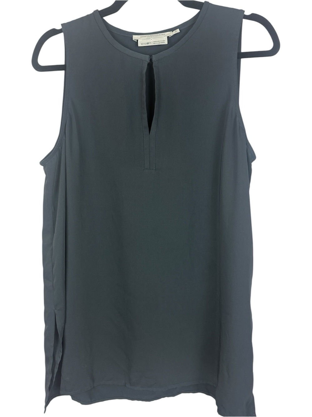 Contemporaine par Simons Slate Grey Keyhole Sleeveless Blouse Size M